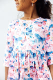 Little Flutters 3/4 Sleeve Pocket Twirl Dress