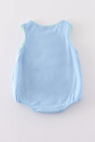 Blue tractor embroidery boy bubble