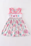 Pink Shell Embroidered Dress