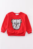 Red georgia bulldog sequin sweatshirt mom & me