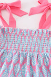 Blue ribbon lace charm smocked mom&me dress