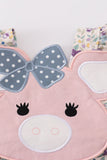 Pig floral print applique girl bubble