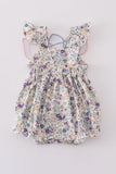 Pig floral print applique girl bubble