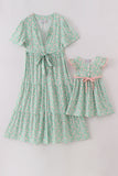 Green floral print mom&me dress