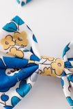 Blue floral print piggie hair bow