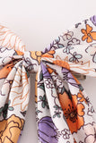 Coral floral print hair sailor bow