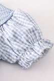 Blue woven check pumpkin embroidery girl bubble