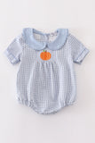 Blue woven check pumpkin embroidery boy bubble