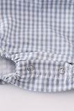 Blue woven check pumpkin embroidery boy bubble