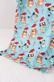 Blue christmas character print mom pajamas pants
