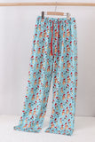 Blue christmas character print dad pajamas pants