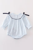 Navy plaid nativity embroidery girl bubble