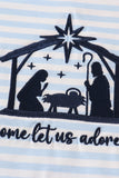 Navy plaid nativity embroidery boy set