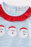 Blue stripe santa claus embroider girl bubble