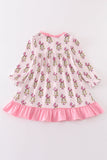 Pink stripe cindy lou who print girl dress