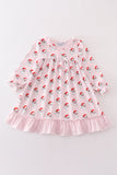 Pink santa print girl dress