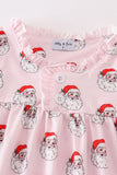 Pink santa print girl dress