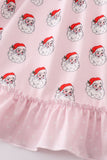Pink santa print girl dress