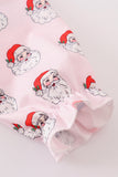Pink santa print girl dress