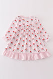 Pink santa print girl dress