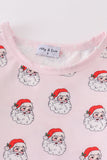 Pink santa print girl pajamas