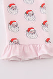 Pink santa print girl pajamas