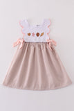Brown Shell Starfish Embroidered Seersucker Dress