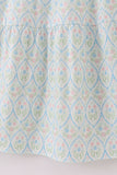 Blue delicate floral print mom dress