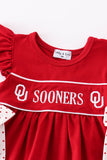 Red sooners embroidery girl bloomer set