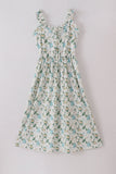 Green floral print mom dress