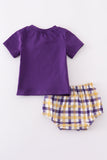 Purple gold LSU applique bloomer set