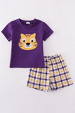 Purple gold LSU applique set