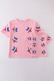 Pink star sequin mom&me top