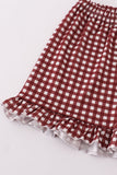 Mississippi MSU embroidery smocked gingham ruffle set