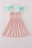 Pink floral smocked mom&me dress