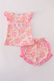 Pink Floral Ruffle Shorts Set
