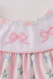 Pink Bow Embroidered Bow Bloomer Set