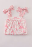 Pink bow print ruffle mom&me dress