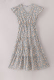 Fall floral print ruffle mom&me dress