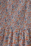 Fall floral print smocked mom dress