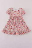 Purple floral print ruffle mom&me dress