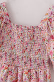 Purple floral print ruffle mom&me dress