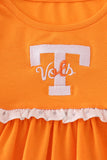 Orange Tennessee go vols embroidery ruffle dress
