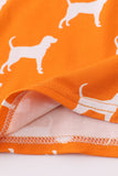 Orange Tennessee bamboo ruffle pajamas set