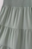 Sage smocked tiered mom dress