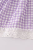 Lavender ribbon lace embroidery gingham bloomer set