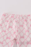 Pink bow smocked pants set