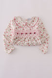 Pink rose hand smocked pants set