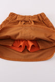 Black pearl bow corduroy skorts set