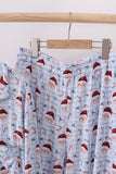 Blue santa claus bamboo dad pajamas set